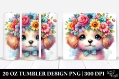 Pastel Puppy Flower Crown | 20 oz Tumbler Product Image 1