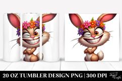 Goofy Rabbit with Flower Crown, Trending 20 Oz Tumbler Product Image 1
