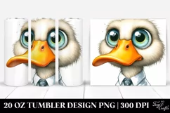 Expressive Baby Duck with Tie Cartoon | 20 Oz Tumbler Product Image 1