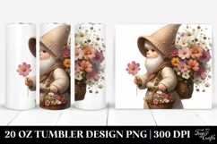 Detailed Gnome with Cosmos Bouquet 20 oz Tumbler Product Image 1