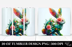 Vibrant Bunny 3D Flowers. 20 oz Tumbler Design Product Image 1