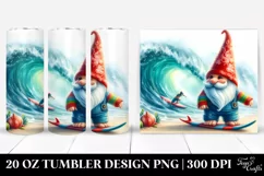 Watercolor Gnome Surfing | 20 Oz Tumbler Product Image 1
