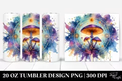Vibrant Magical Mushroom, Transparent 20 Oz Tumbler Product Image 1
