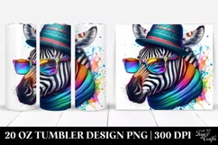 Quirky Zebra Portrait with Hat and Sunglasses | 20 oz Product Image 1