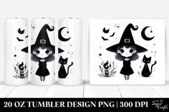 Watercolor Gothic Quirky Witch with Cat | 20 oz Tumbler Product Image 1