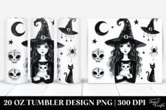 Watercolor Gothic Quirky Witch with Cat | 20 oz Tumbler Product Image 1