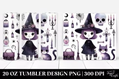 Watercolor Gothic Quirky Witch with Cat | 20 oz Tumbler Product Image 1