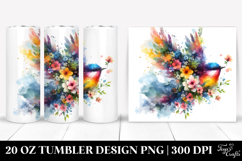 Vibrant Bird and Spring Flowers, 20 Oz Tumbler Product Image 1