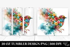 Vibrant Bird and Spring Flowers, 20 Oz Tumbler Product Image 1