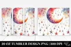 Washed Watercolor Vibrant Half Moon Stars | 20 oz Tumbler Product Image 1