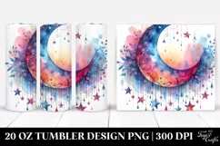 Washed Watercolor Vibrant Half Moon Stars | 20 oz Tumbler Product Image 1