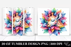 Colorful Watercolor, Sleeping Giraffe | 20 Oz Tumbler Product Image 1