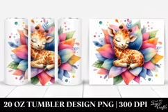 Colorful Watercolor, Sleeping Giraffe | 20 Oz Tumbler Product Image 1