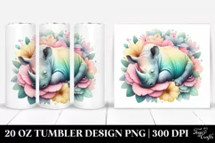 background,white,flower,rhino | 20 Oz Tumbler Product Image 1