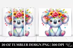 Cartoon-Style Koala Flower Crown | 20 oz Tumbler Product Image 1