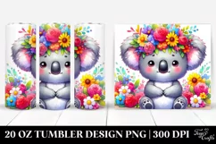 Cartoon-Style Koala Flower Crown | 20 oz Tumbler Product Image 1