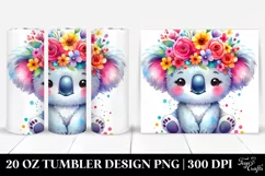 Cartoon-Style Koala Flower Crown | 20 oz Tumbler Product Image 1