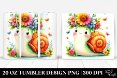Cartoon-Style Watercolor Snail with Flower Crown | 20 oz Product Image 1