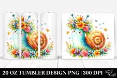 Cartoon-Style Watercolor Snail with Flower Crown | 20 oz Product Image 1