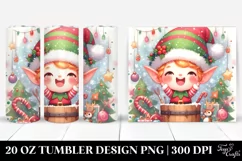 Excited Christmas Elf Clipart 20 Oz Tumbler Product Image 1