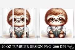 Cute Baby Sloth on Book | 20 oz Tumbler Product Image 1