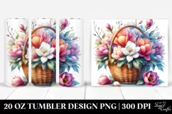 Vibrant Colorful Basket Magnolia Watercolor Tumbler Design Product Image 1