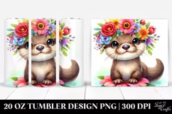 Vibrant Flower Crown Otter 20 Oz Tumbler Product Image 1