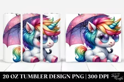 Expressive Baby Unicorn with Umbrella, Transparent 20 Oz Product Image 1