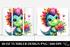 Funny Baby Dinosaur with Flower Bouquet 20 Oz Tumbler Product Image 1