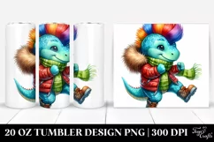 Aggressive Baby Dinosaur in Winter Attire 20 Oz Tumbler Product Image 1