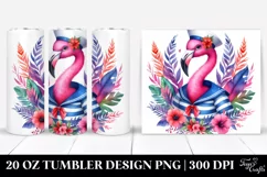 Colorful Watercolor Whimsical Flamingo Sailor Suit | 20 Oz Product Image 1