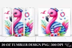Colorful Watercolor Whimsical Flamingo Sailor Suit | 20 Oz Product Image 1