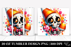 Funny Skeleton with Candy Corn, Vibrant 20 Oz Tumbler Product Image 1