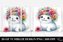 Cute Seal with Flower Crown | 20 oz Tumbler Product Image 1