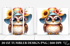 Colorful Cute Baby Owl with Sunglasses and Sun Hat | 20 Oz Product Image 1