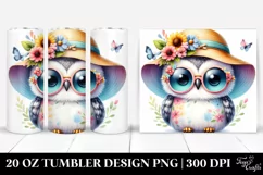 Colorful Cute Baby Owl with Sunglasses and Sun Hat | 20 Oz Product Image 1