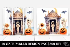Simple Funny Halloween Clipart with Mummy's Tomb | 20 oz Product Image 1