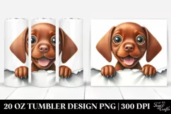 Funny Watercolor Vizsla Looking Over Paper | 20 Oz Tumbler Product Image 1