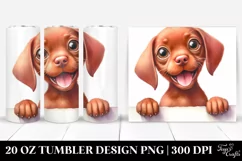 Funny Watercolor Vizsla Looking Over Paper | 20 Oz Tumbler Product Image 1
