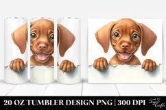 Funny Watercolor Vizsla Looking Over Paper | 20 Oz Tumbler Product Image 1
