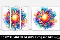 Colorful Watercolor Vibrant Sun | 20 Oz Tumbler Product Image 1