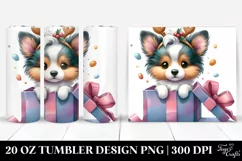 Enthusiastic Baby Collie with Reindeer Horns 20 Oz Tumbler Product Image 1