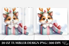 Enthusiastic Baby Collie with Reindeer Horns 20 Oz Tumbler Product Image 1