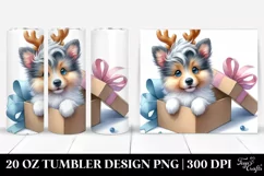 Enthusiastic Baby Collie with Reindeer Horns 20 Oz Tumbler Product Image 1