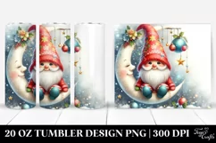 Vibrant Retro Digital Painting with Christmas Gnome | 20 oz Product Image 1