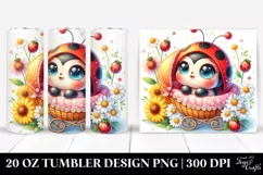 Cute Baby Ladybug with Cradle and Yellow Flowers | 20 Oz Product Image 1