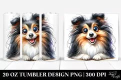 Funny Watercolor Shetland Sheepdog with Popping Eyes | 20 Oz Product Image 1