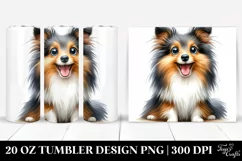 Funny Watercolor Shetland Sheepdog with Popping Eyes | 20 Oz Product Image 1