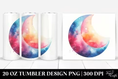 Colorful Watercolor Moon 20 Oz Tumbler Product Image 1