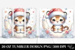 Cute Baby Tiger on Moon 20 Oz Tumbler Product Image 1